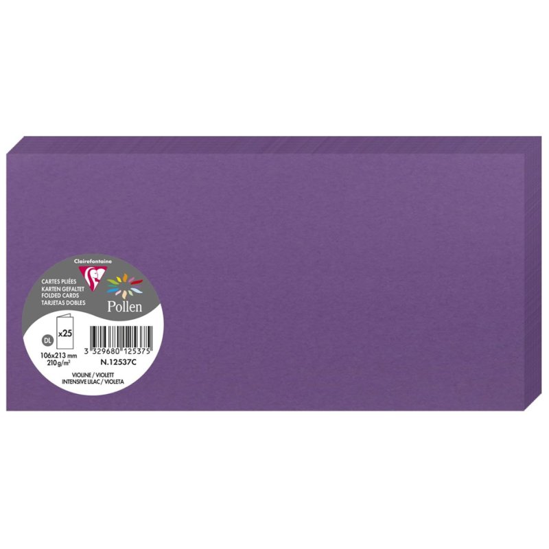 Pollen by Clairefontaine cartes doubles DL, gris koala, 210 g/m², 25 pièces