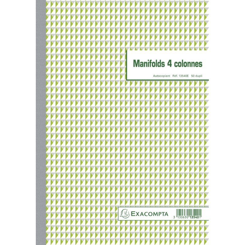 EXACOMPTA carnet de formulaires 4 colonnes, autocopiant, 297×210 mm, 50 feuilles
