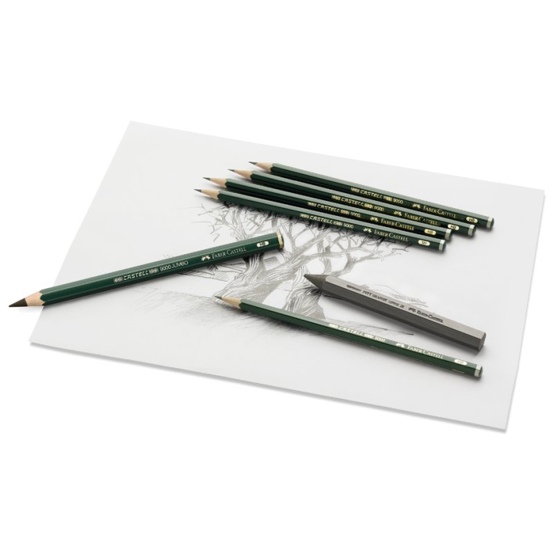 Faber-Castell crayons CASTELL 9000, ensemble de dessin, 12 pièces, 8B-2H