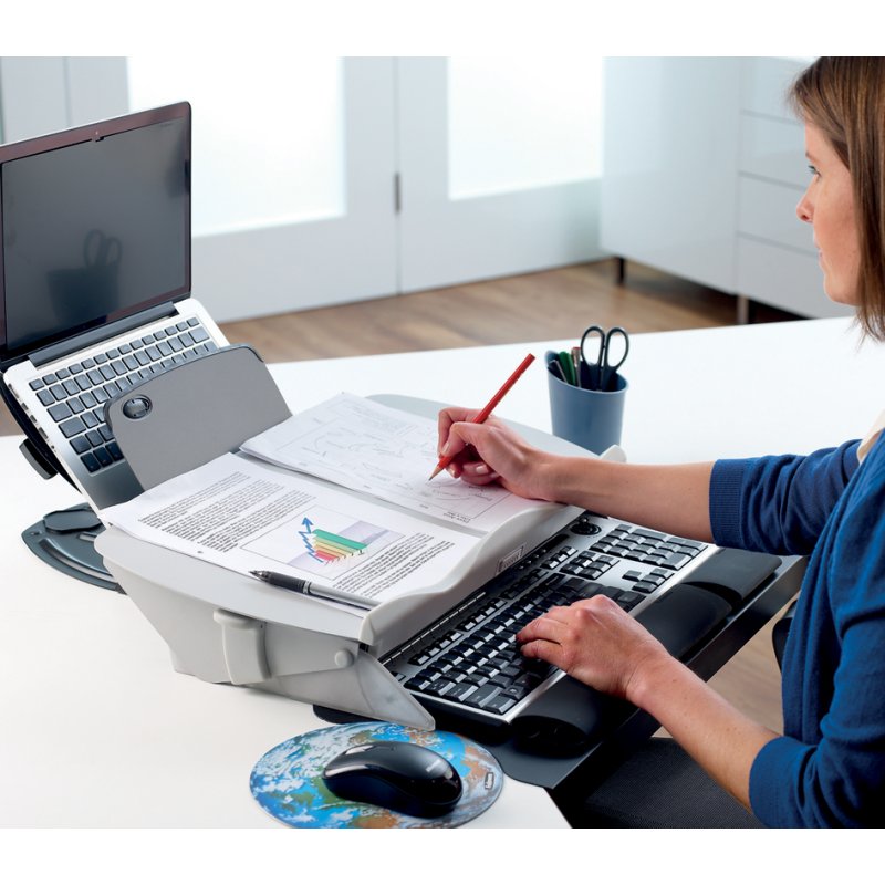 Fellowes document holder Easy Glide, black/grey, 2-in-1, adjustable angle, 562×342×116 mm