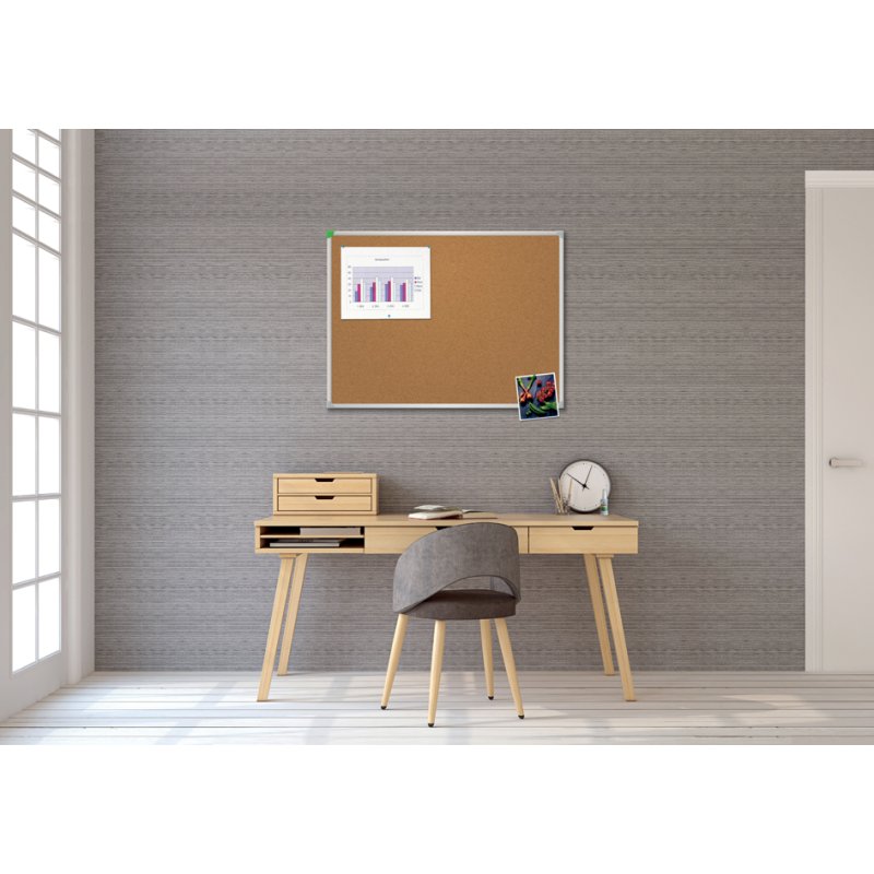 FRANKEN panneau à punaises U-Act, liège brun, cadre aluminium, 1800 × 1200 mm