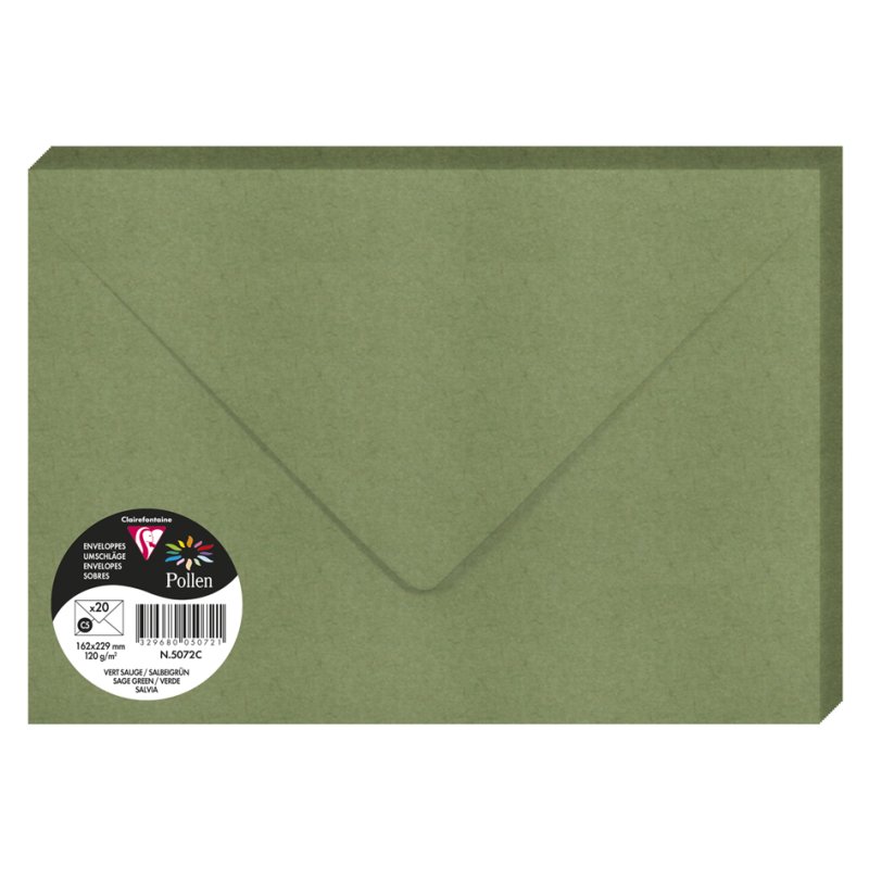 Pollen by Clairefontaine enveloppes C5, gris koala, 120 g/m², 20 pièces