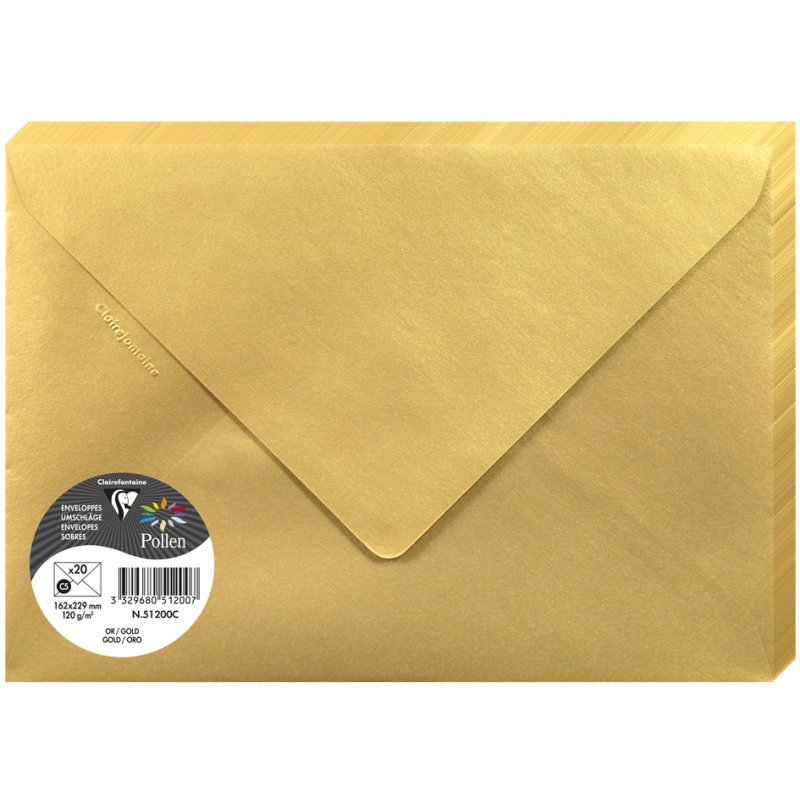 Pollen by Clairefontaine enveloppes C5, gris koala, 120 g/m², 20 pièces