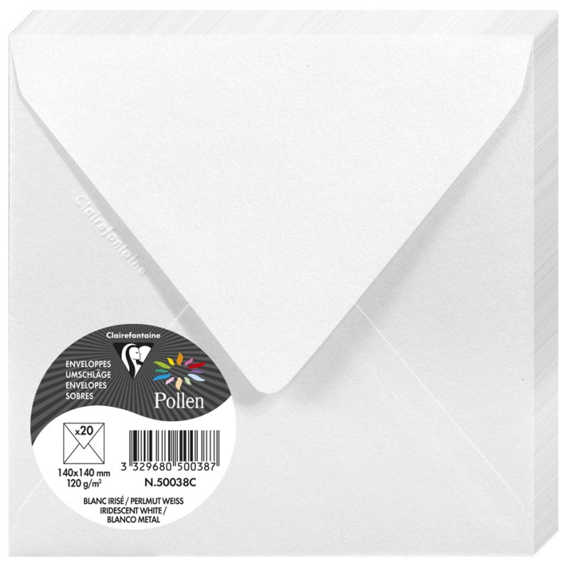 Pollen by Clairefontaine enveloppes, 140×140 mm, lilas, 20 pièces