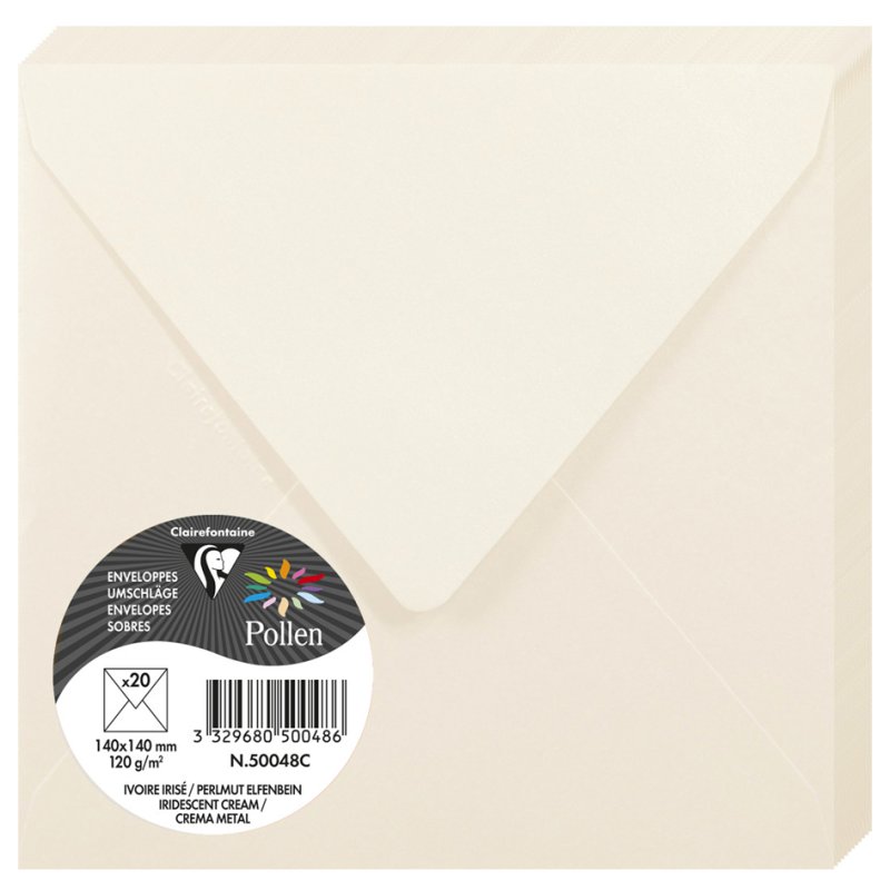 Pollen by Clairefontaine enveloppes, 140×140 mm, lilas, 20 pièces