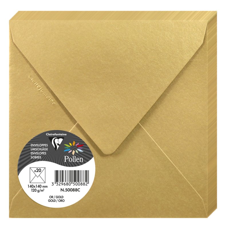 Pollen by Clairefontaine enveloppes, 140×140 mm, lilas, 20 pièces