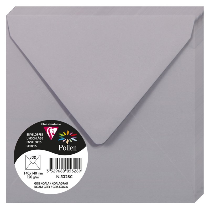 Pollen by Clairefontaine enveloppes, 140×140 mm, lilas, 20 pièces