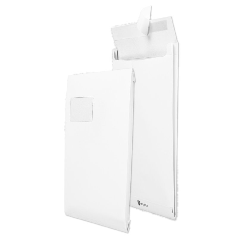 SECURITEX vouwverzendtassen C4 met venster, wit, 229×324 mm, 100 stuks