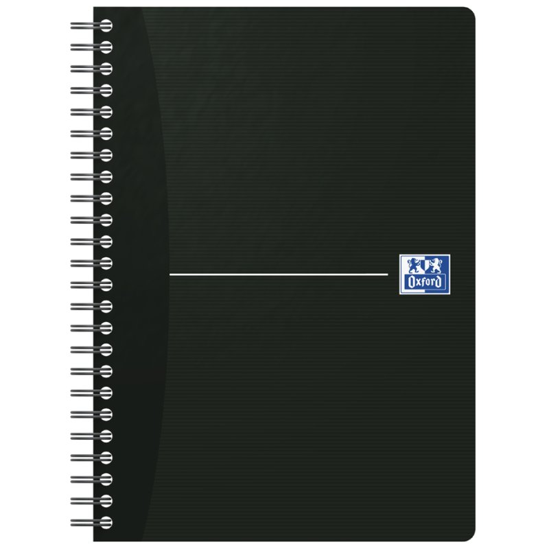 Oxford Bloc spiralé Smart Black A5, quadrillé, carton noir, 90 feuilles