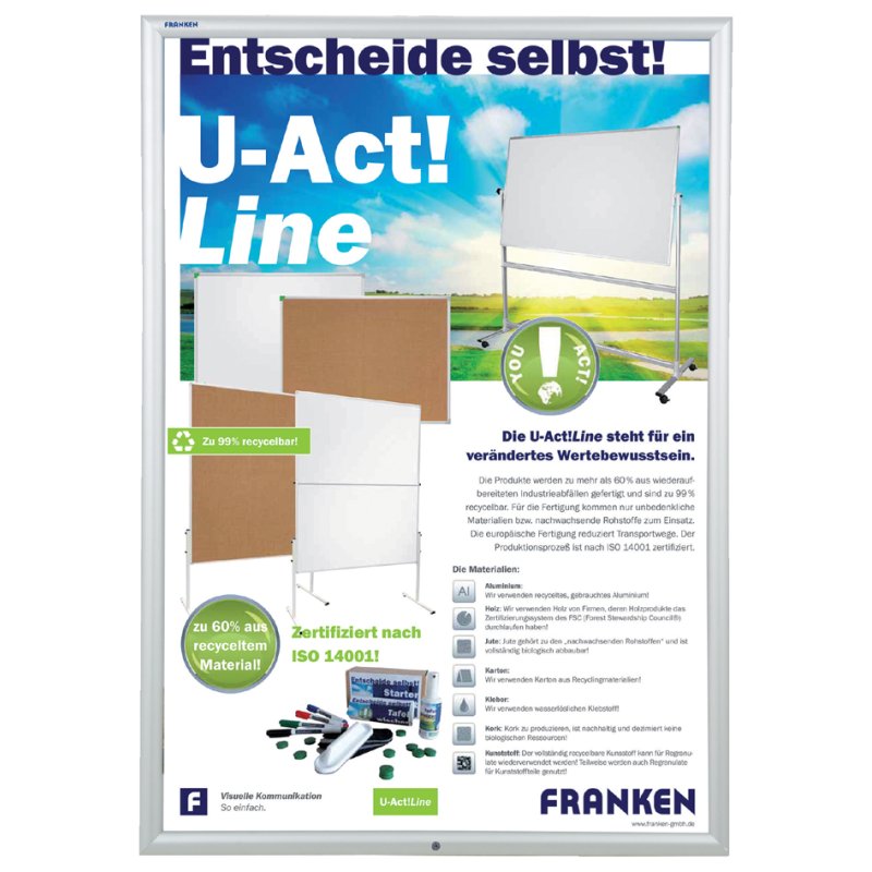 FRANKEN porte-affiche Security A0, cadre cliquable en aluminium, verrouillable