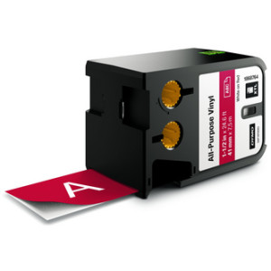 DYMO XTL labelband vinyl, zwart op wit, 12 mm × 7 m, permanent