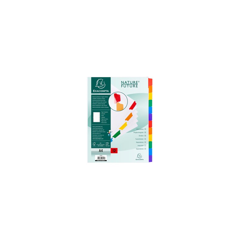 EXACOMPTA onglets en carton A4, blanc, 12 parties