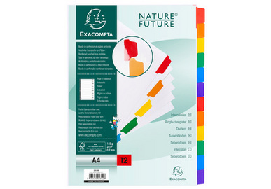 EXACOMPTA tabbladen A4, wit, 6-delig, karton 160 g/m²