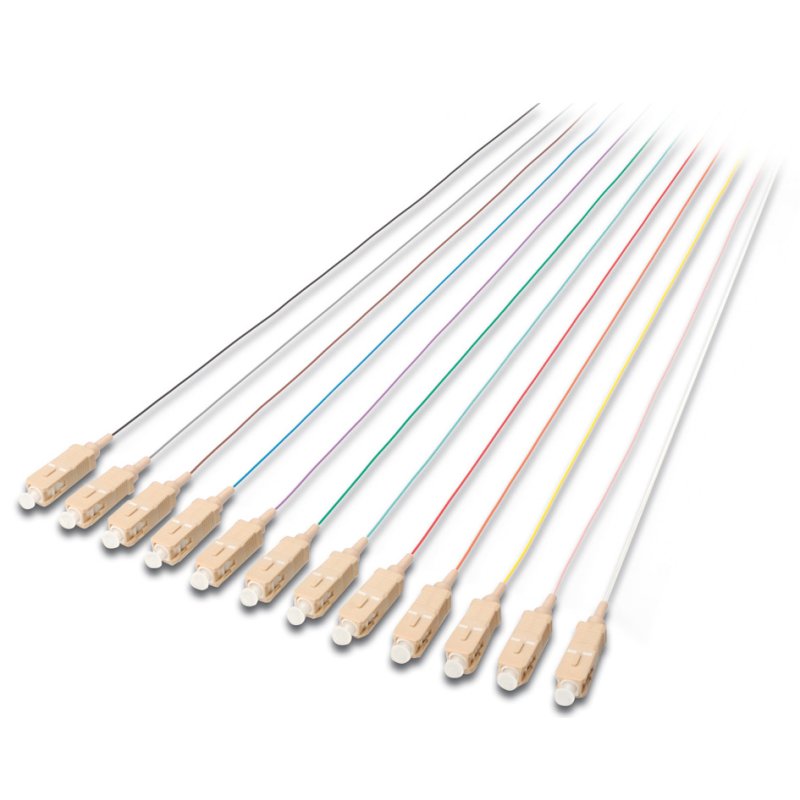 DIGITUS ensemble de pigtails en fibre optique, SC-simplex, OM3, 2,0 m, 12 pièces