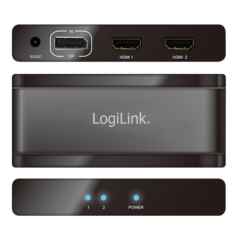 LogiLink 4K DisplayPort to HDMI splitter, 2-port, DisplayPort 1.2a