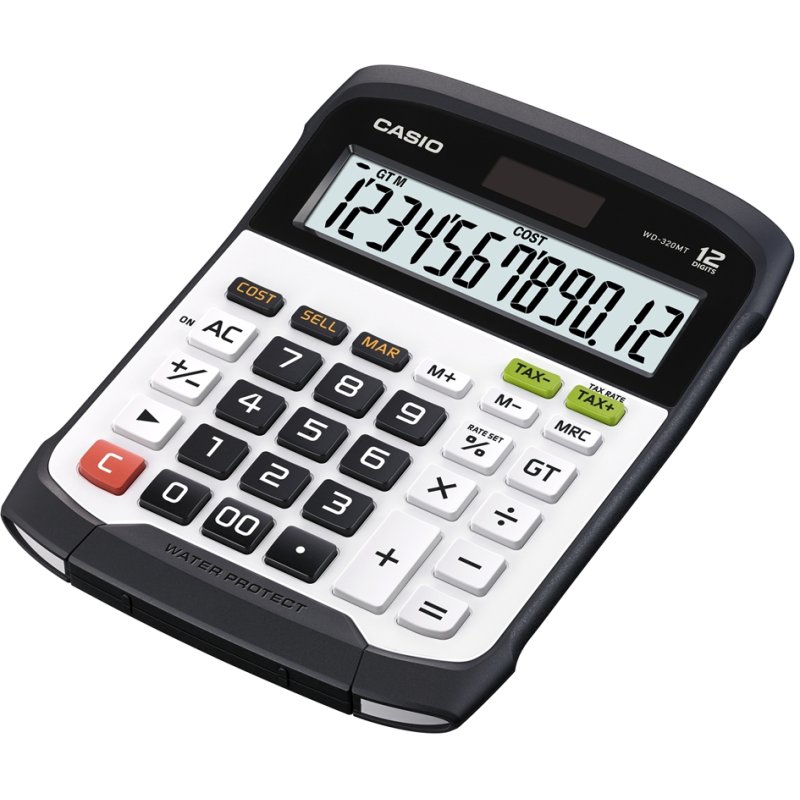 CASIO calculatrice de table WD-320 MT, solaire/batterie, affichage 12 chiffres, noir/blanc