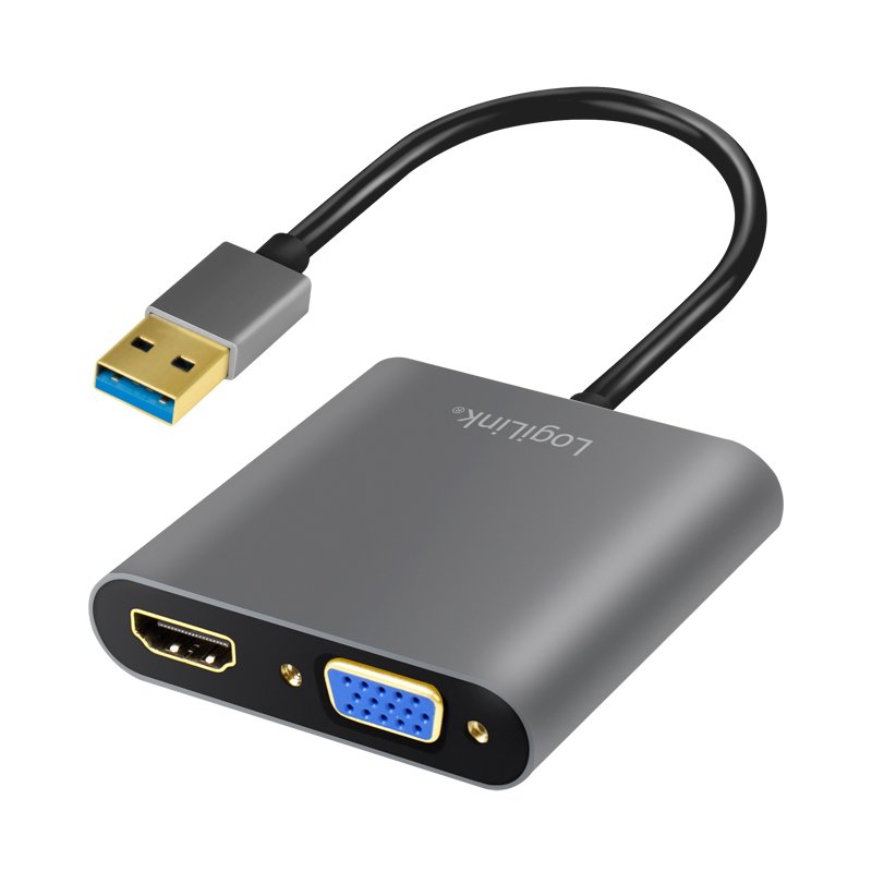LogiLink USB 3.0 HDMI/VGA graphics adapter, black, 1920×1080 px