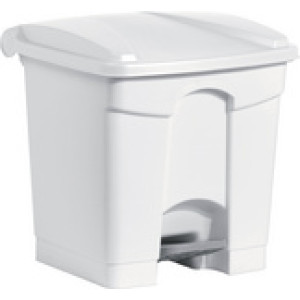 helit vuilnisbak met voetpedaal the step, 30 liter, wit/blauw, 3 stuks