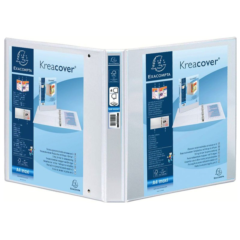 EXACOMPTA classeur de présentation A4 maxi, blanc, anneau 2D 25 mm