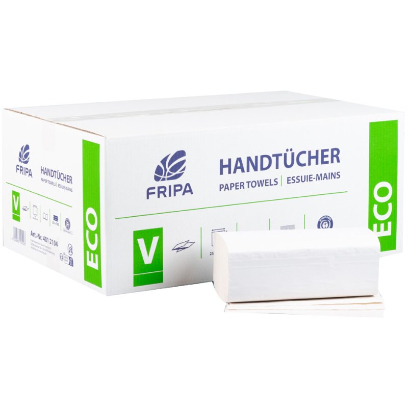 fripa handdoekpapier ECO, V-vouw, wit, 250×230 mm