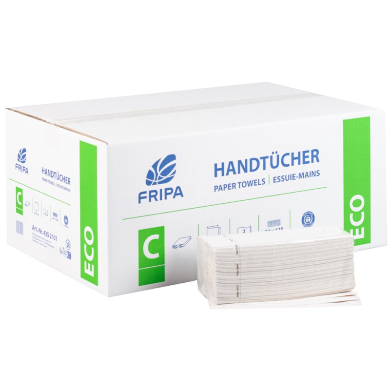 fripa handdoekpapier ECO, V-vouw, wit, 250×230 mm