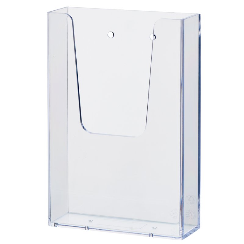 helit wall brochure holder The Help, 1/3 A4 portrait, crystal-clear polystyrene, 4 pieces