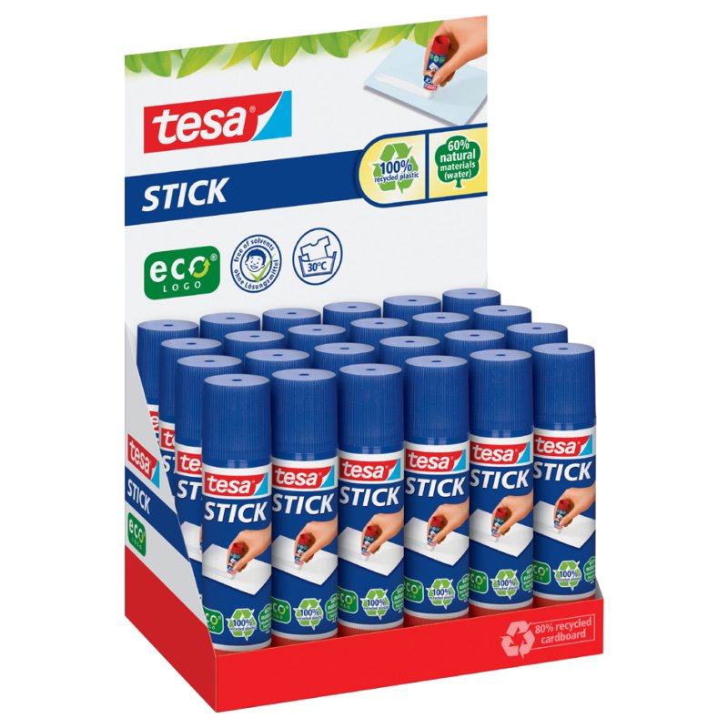 tesa ecoLogo glue stick, eco-friendly, 10 g, 24 pieces