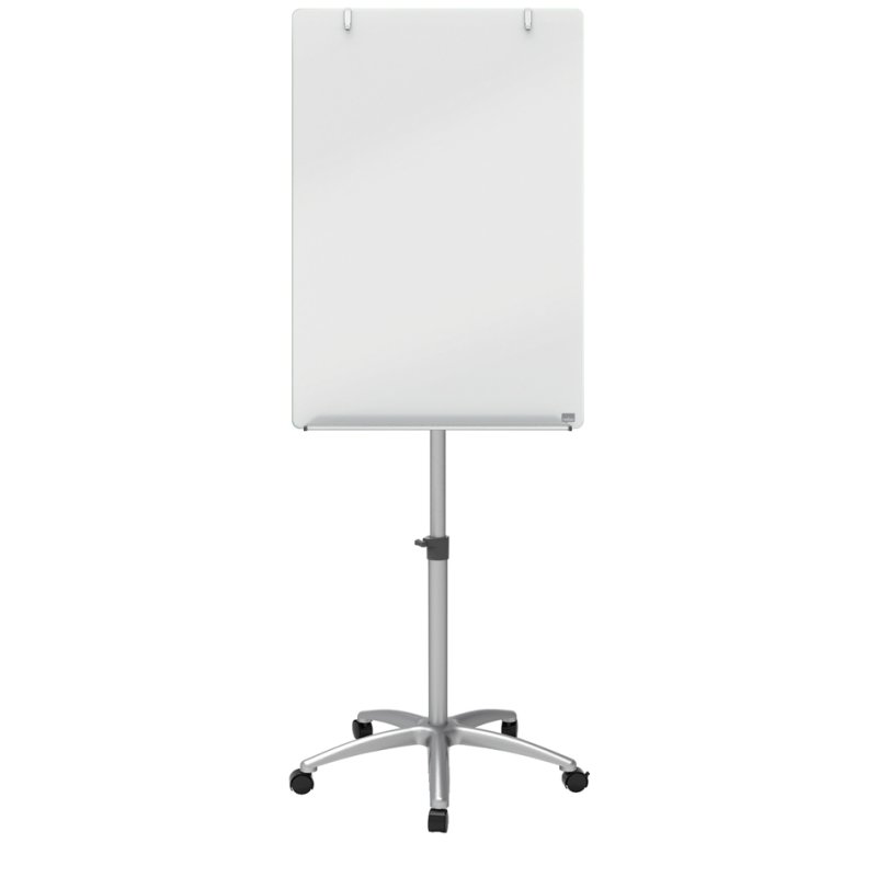 Nobo Diamond mobile glass flipchart, silver/white, toughened glass 4 mm, 700×1000 mm