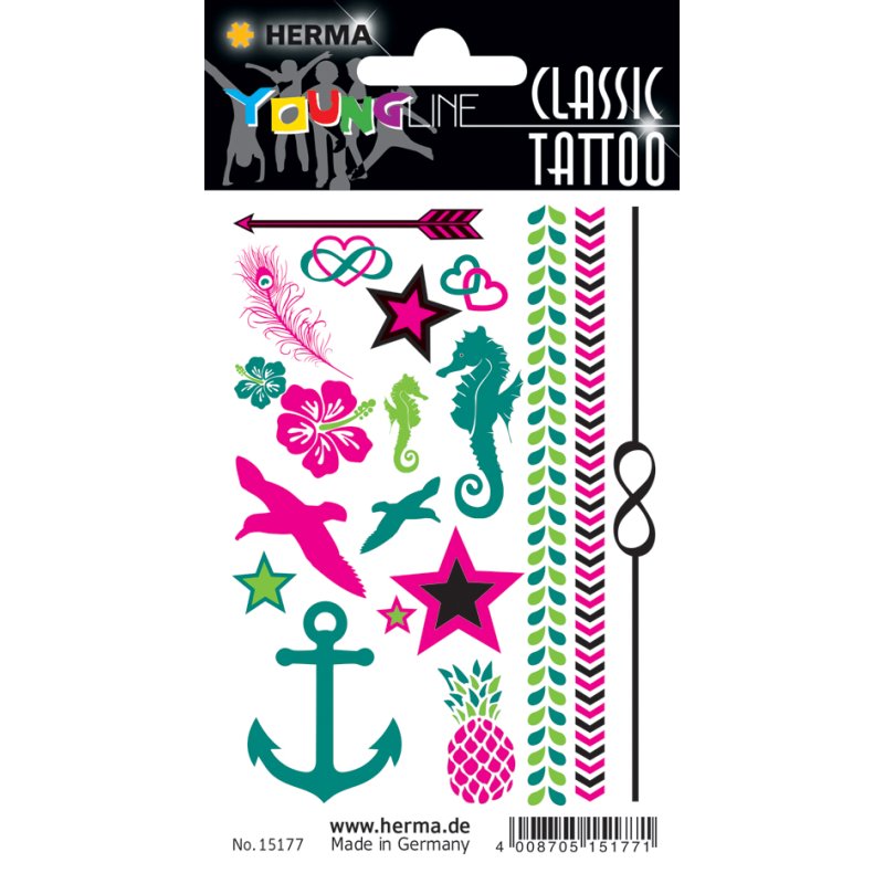 HERMA Tatouage marin classique, autocollant, résistant à l'eau, 1 feuille