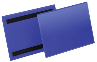 DURABLE magnetische identificatiehoezen, 150 × 67 mm, blauw, 50 stuks