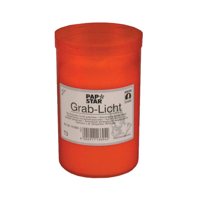 PAPSTAR bougie de deuil T3, diamètre 64 mm, rouge, 48-50 heures