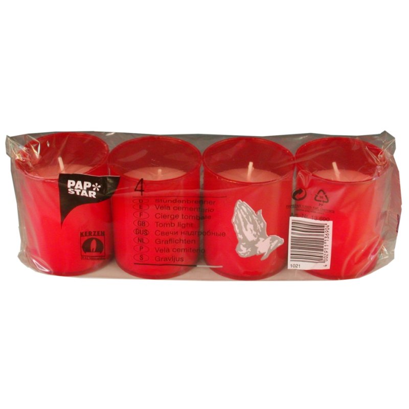PAPSTAR grafkaars, 28-30 uur, diameter 50 mm, rood, 4 stuks