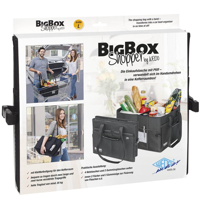 WEDO BigBox Shopper, taille L, noir, pliable
