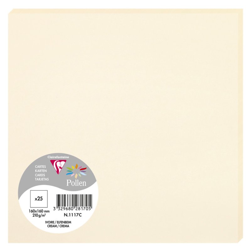 Cartes Pollen by Clairefontaine 160×160 mm, blanc, 25 pièces