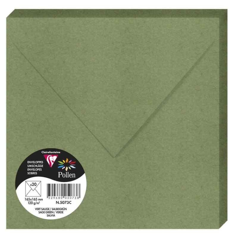 Pollen by Clairefontaine enveloppes, 165×165 mm, blanc, 120 g/m², 20 pièces