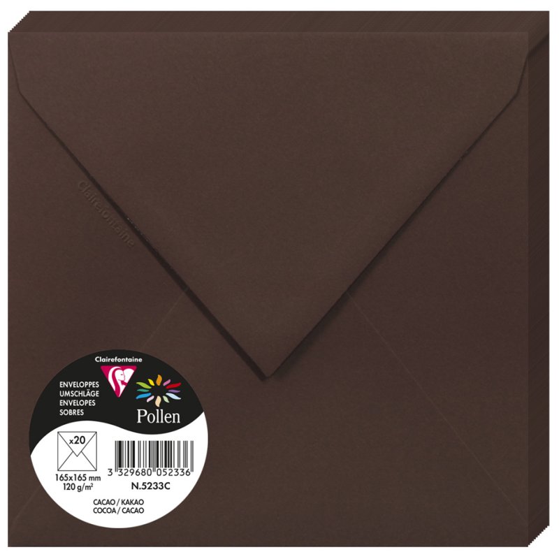 Pollen by Clairefontaine enveloppes, 165×165 mm, blanc, 120 g/m², 20 pièces