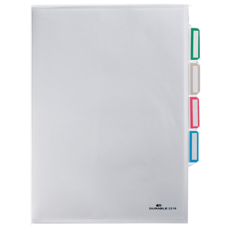 DURABLE chemises de classement A4, PP transparent, compartiments 3, 5 pièces