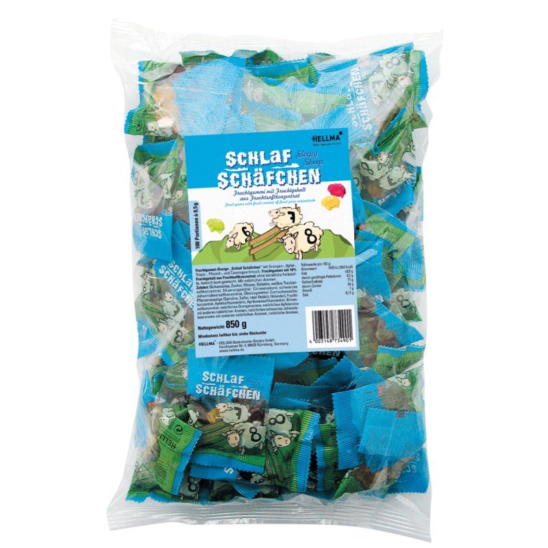 HELLMA bonbons gélifiés moutons, 10% jus de fruits, 100 mini sachets de 8,5 g