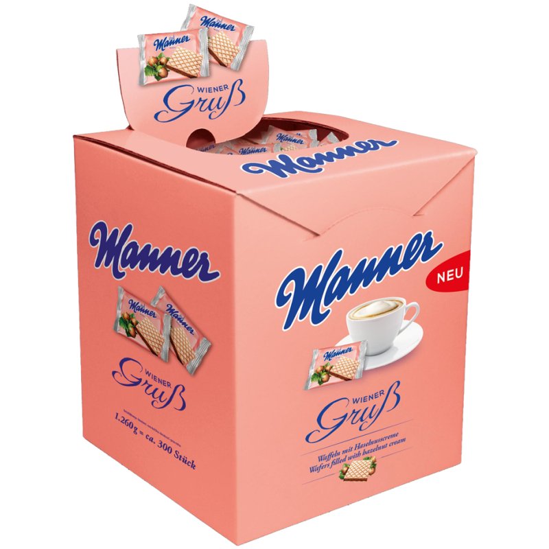 HELLMA Gaufrettes Manner à la crème de noisette, emballage individuel, 300 pièces