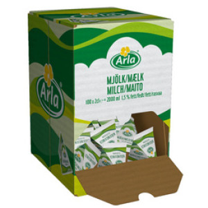 HELLMA Arla melkporties, 1,5% vet, 100 stuks à 20 ml, displaydoos