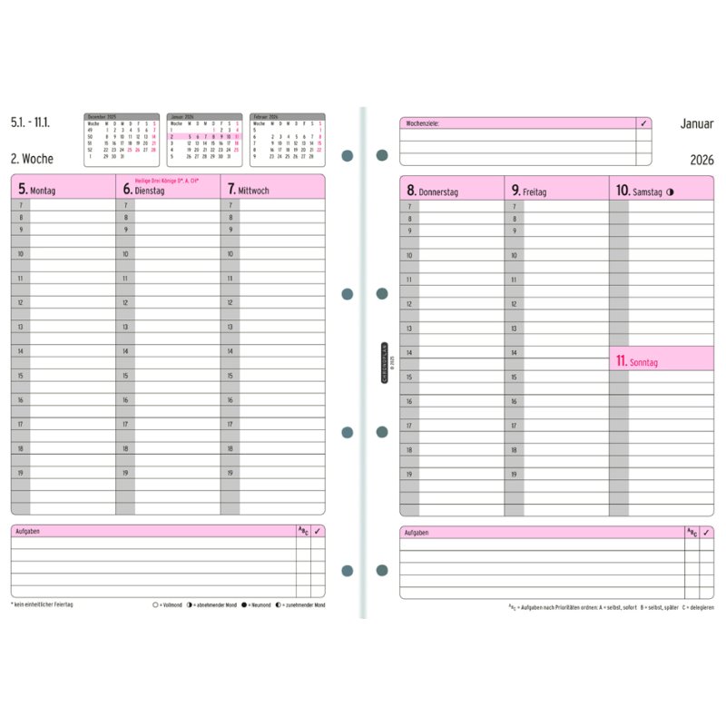 CHRONOPLAN weekplanner 2027, 1 week/2 pagina's, A4, universele perforatie
