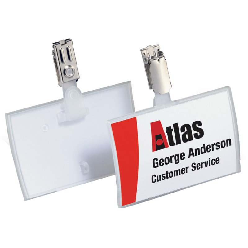 DURABLE plaque de nom Click Fold, avec clip, 90×54 mm, transparent, 25 pièces