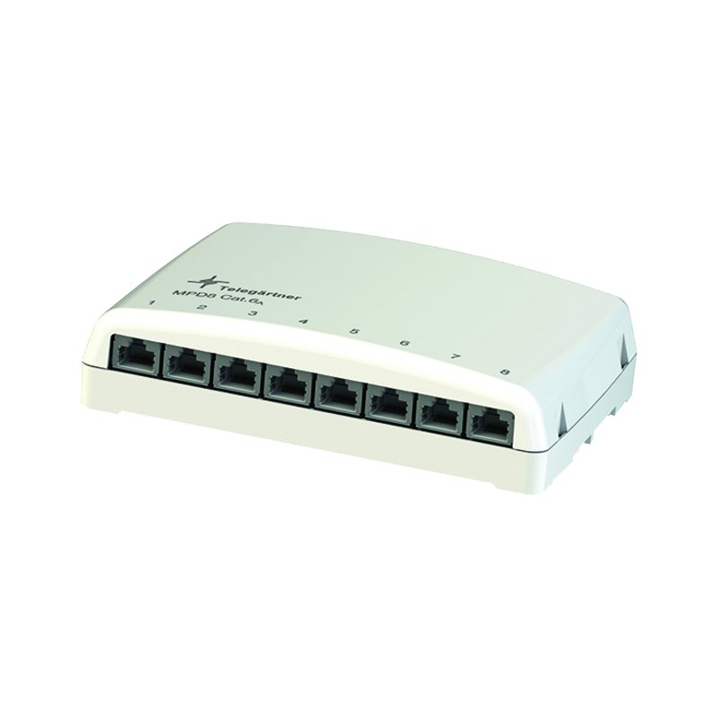 TELEGÄRTNER mini-répartiteur MPD8-HS Cat.6A, IEC, blanc alpin