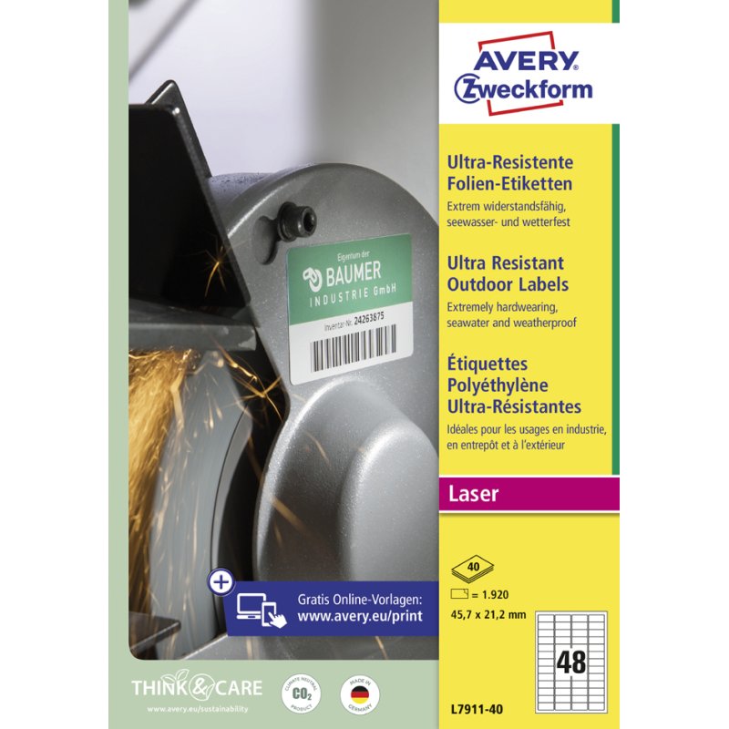 AVERY Zweckform étiquettes ultra-résistantes en film, 63,5×33,9 mm, blanc, 240 pièces