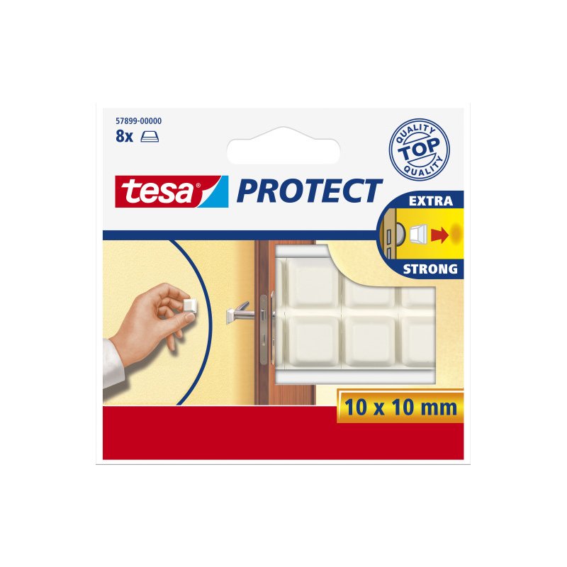 tesa protection feutrée, carrée, 10×10 mm, blanc, 8 pièces