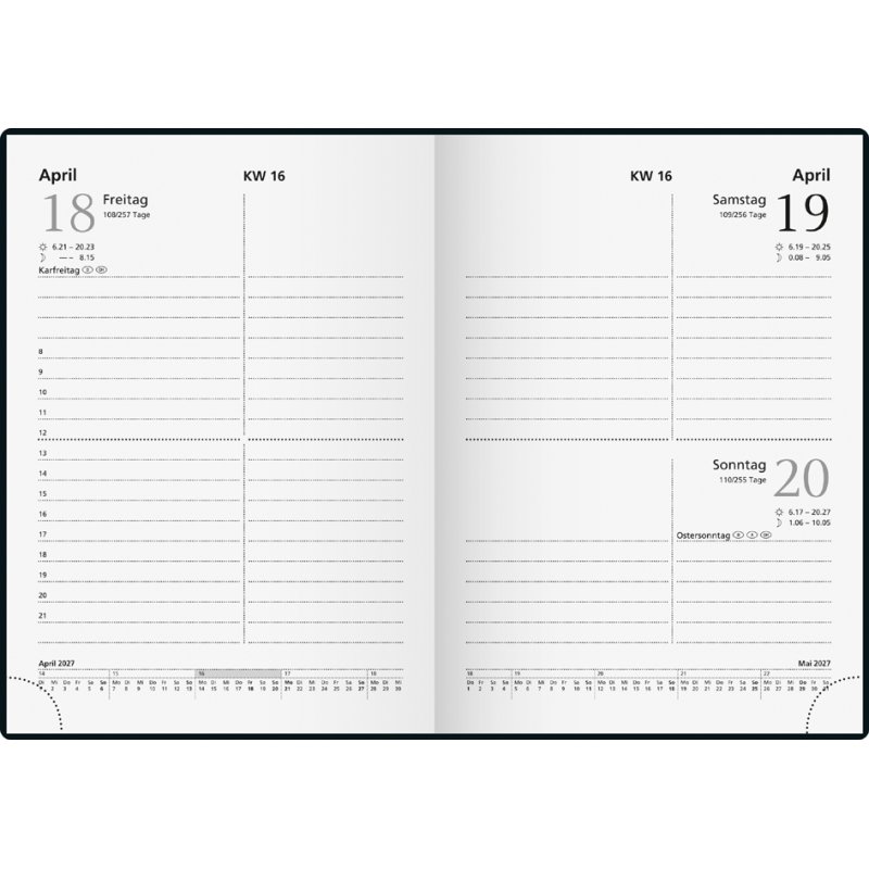 Glocken Calendrier de poche 2027, noir, 100 x 140 mm