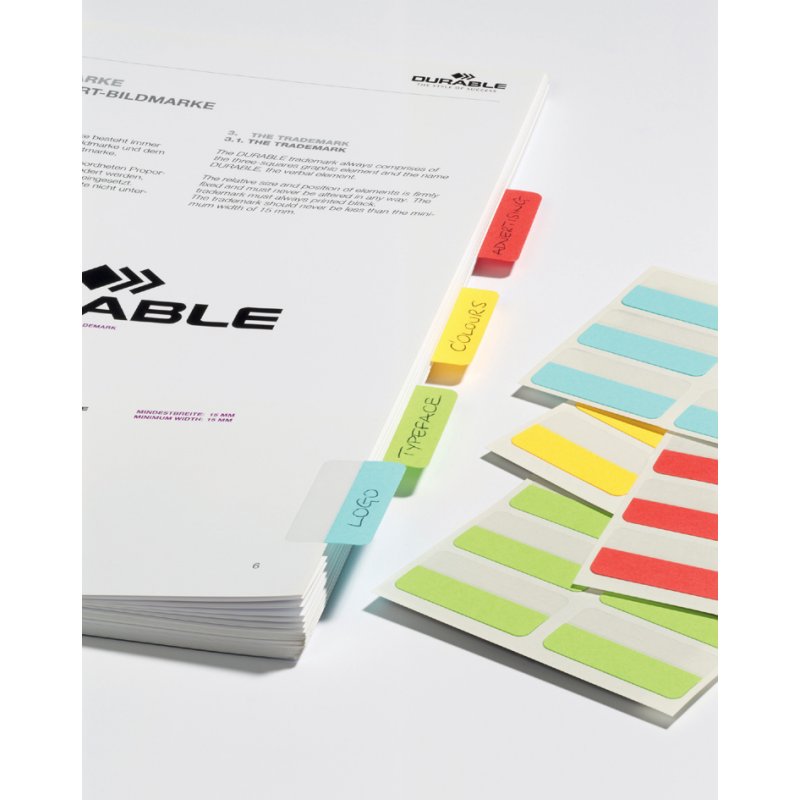 DURABLE zelfklevende tabs, 40 mm, gekleurde markeerstrips, 48 stuks