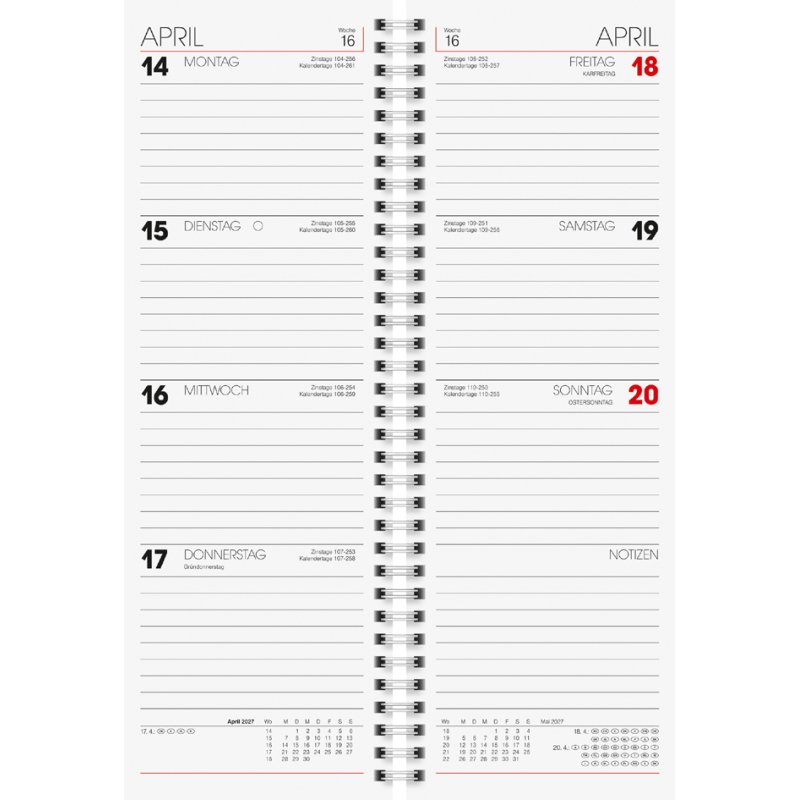 Glocken Calendrier de Bureau Vormerk 2027, rouge, 100 x 296 mm