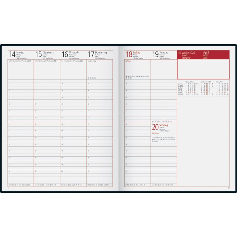 rido idé Buchkal Manager, noir, 205×260 mm, calendrier hebdomadaire
