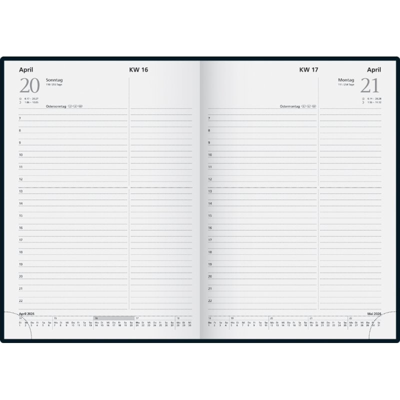 rido idé Calendrier de Direction Chefplaner, bleu foncé, 145×206 mm, 400 pages